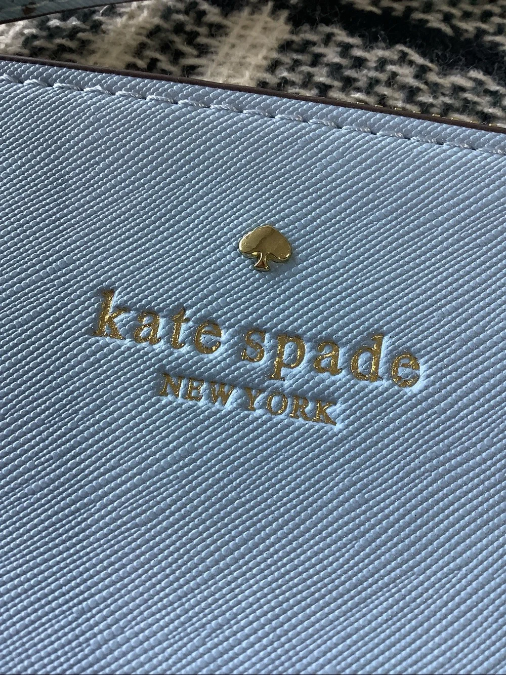 Kate spade light blue large slim wristlet